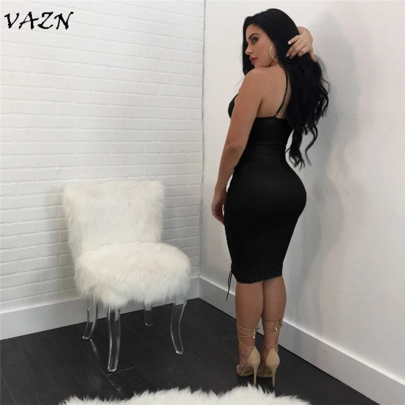 Hot Fashion Ladies Sexy Night Club Women Dress Solid Hollow Out Bandage V-Neck Strapless Mini Dress Vestido LS6103 Cozy Ribbed Mini Dress