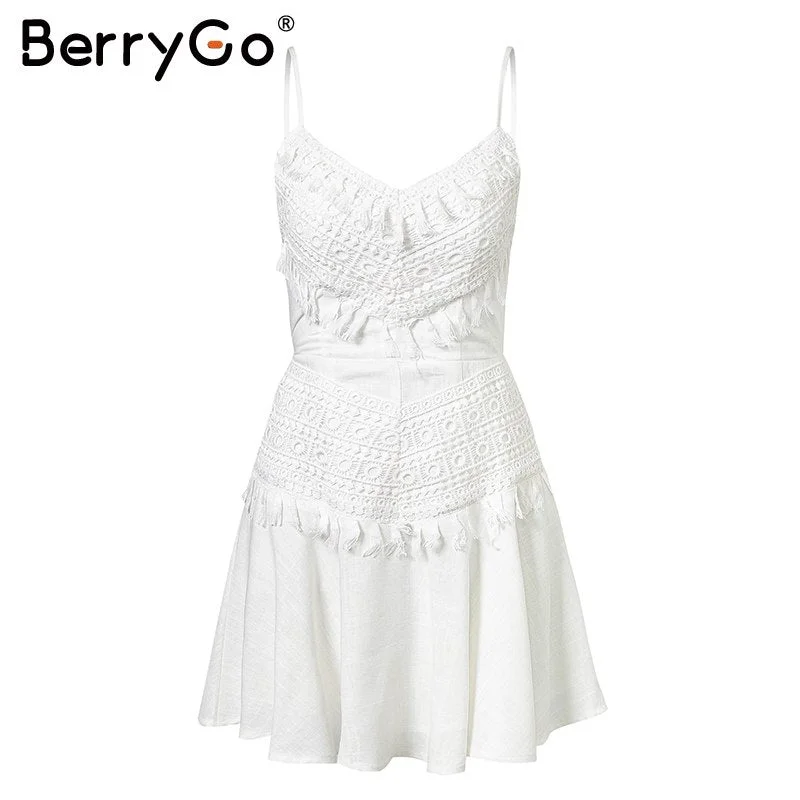 Sexy backless bow spaghetti strap lace dress Women elegant tassel mini dress summer Beach casual sundress red dress 2022 Comfortable Linen Mini Dress