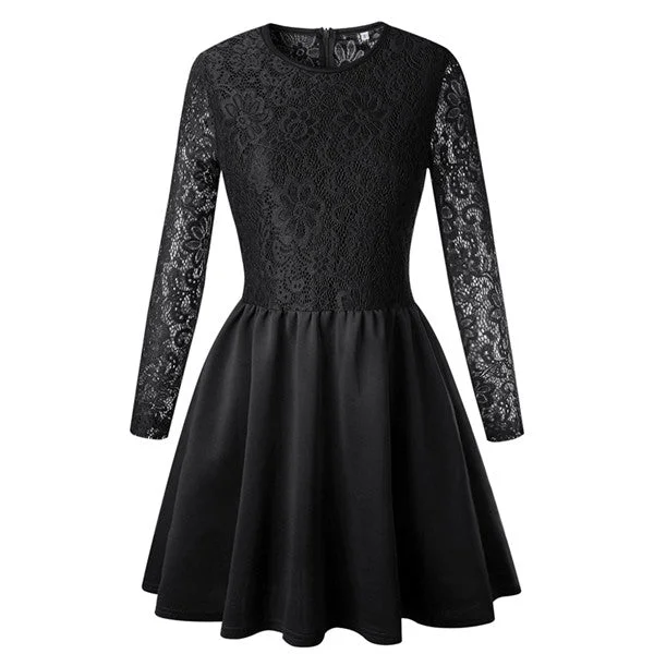 Women Lace Splice Dress Pleated Long Sleeve Sexy Elegant White Dresses A-line Bridesmaid Slim Party Club Short Mini Dress Comfortable Polka Dot Mini Dress Women Lace Splice Dress Pleated Long Sleeve Sexy Elegant White Dresses A-line Bridesmaid Slim Party Club Short Mini Dress Comfortable Polka Dot Mini Dress
