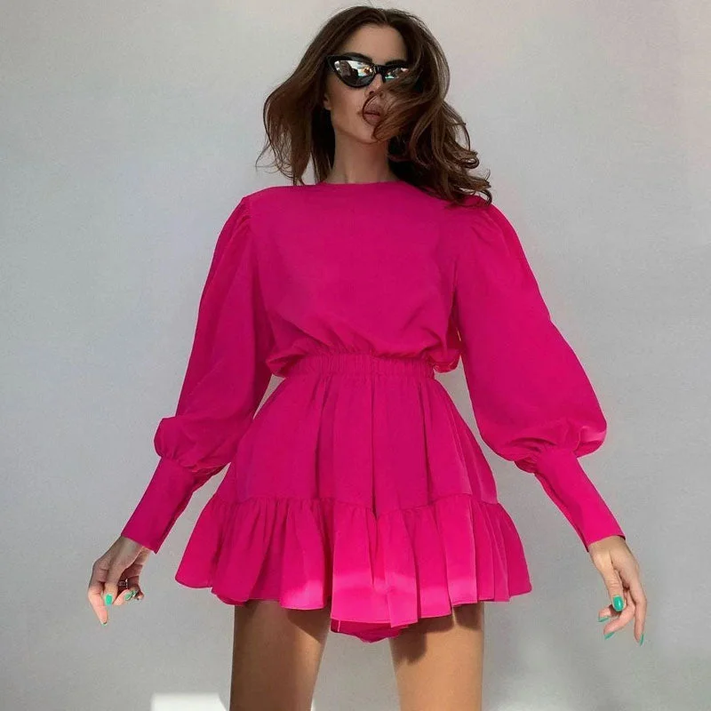 Puff Sleeve Bustier Bodycon Party Classic Mini Dress - Emerald Green Fashionable Mini Dress with Slits Puff Sleeve Bustier Bodycon Party Classic Mini Dress - Emerald Green Fashionable Mini Dress with Slits