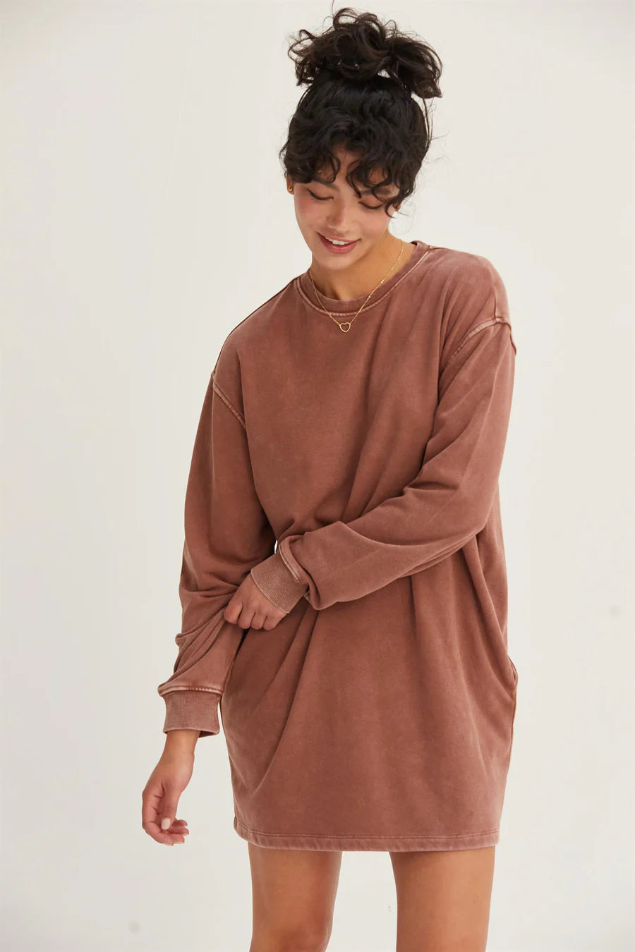 Oversized Mini Sweatshirt Dress Hoodie with Print Artistic Unique