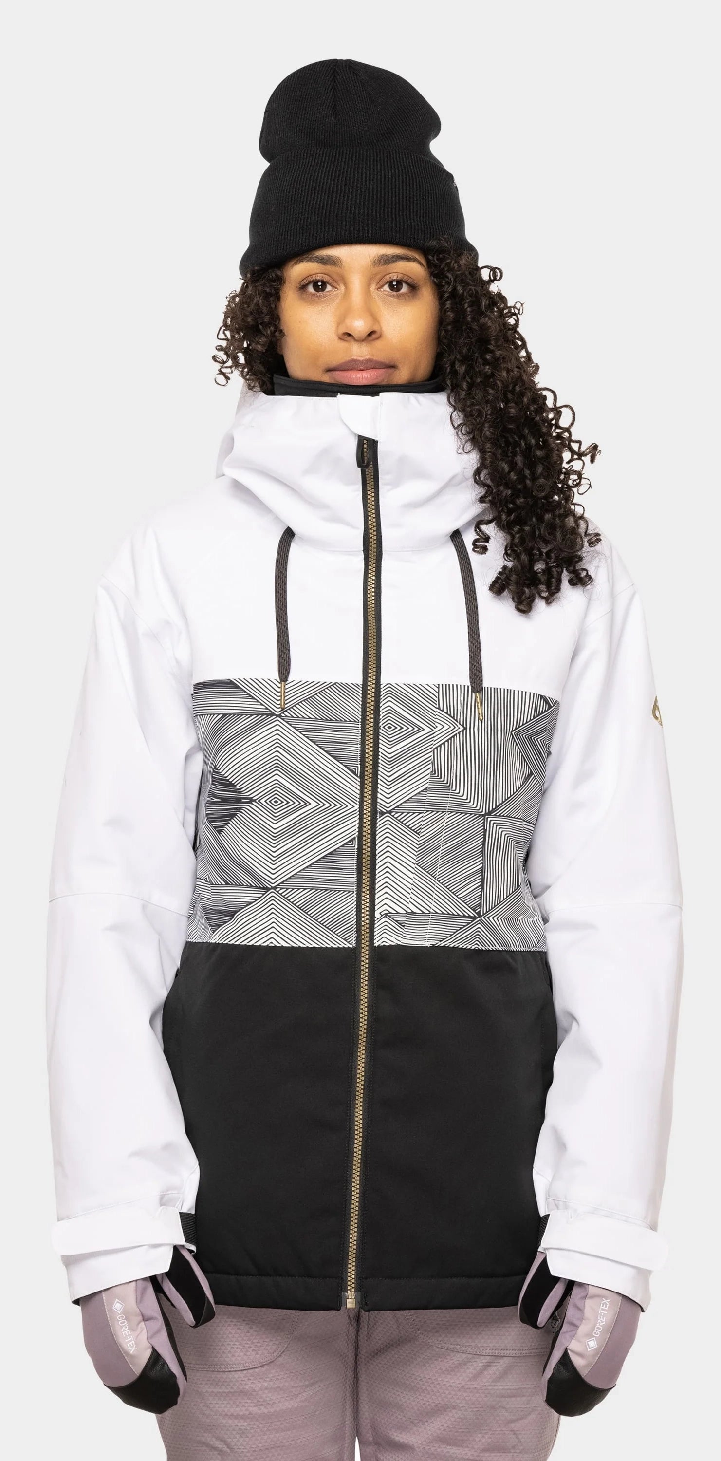 686 Athena Insulated Jacket Womens White Geo Knit Jacket Woven Jacket Fleece Jacket