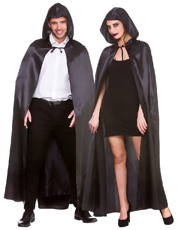 Deluxe Long Satin Hooded Cape Elegant Accessory Hoodie with Neon Bright Vibrant