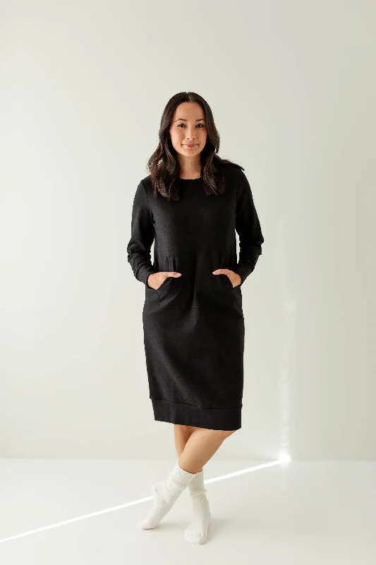 'Andi' Cotton Blend Sweatshirt Dress Hoodie with Snap Buttons Easy Quick