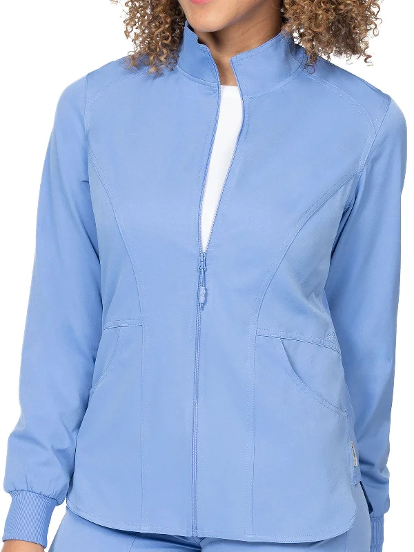 Synergy Stretch - Women's Niki Warm-Up Jacket Zippered Front Buttoned Front Snap Front Synergy Stretch - Women's Niki Warm-Up Jacket Zippered Front Buttoned Front Snap Front