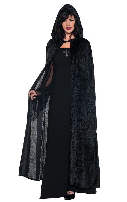 Black Hooded Cloak Accessory Hoodie Jacket Zipper Layering
