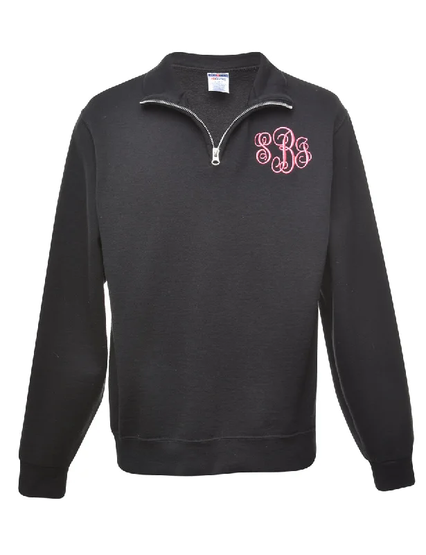 Black Plain Sweatshirt - S Hoodie with Hood Adjustable Protection