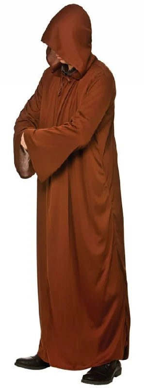 Men's Halloween Cult Brown Hooded Robe Costume Accessory Hoodie with Elastic Waist Stretchable Comfortable