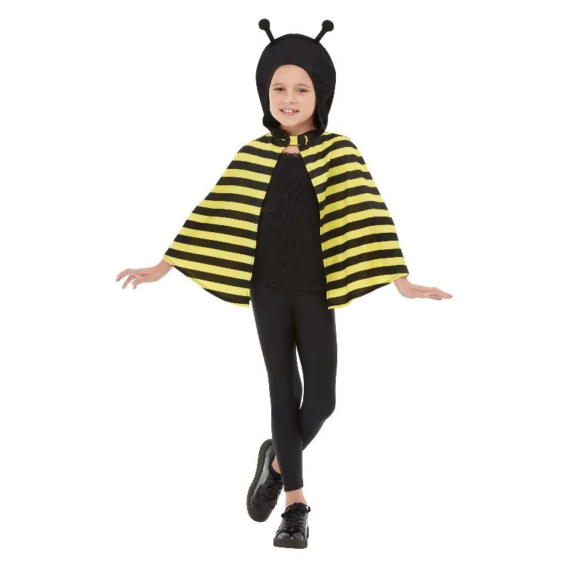 Bumblebee Hooded Cape Black & Yellow Child Hoodie with Hem Contrast Bold Stylish
