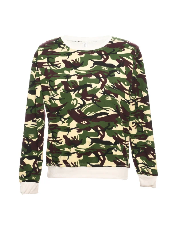 Camoflage Multi Colour Sweatshirt - L Hoodie with Typography Text Message