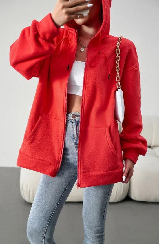 Trendy Solid Color Hooded Cardigan Jacket Denim Jacket Leather Jacket Suede Jacket