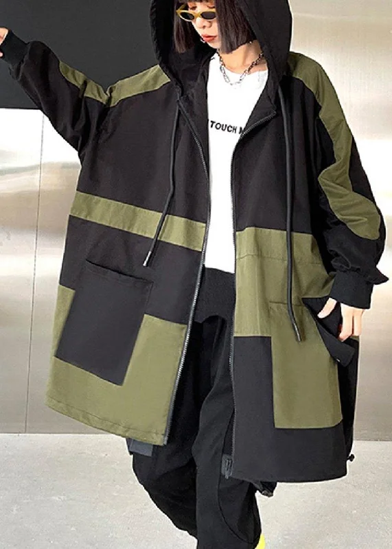 Chic Black Pockets Cotton zippered Spring Hoodie Coat Hoodie with Logo Branding Identity