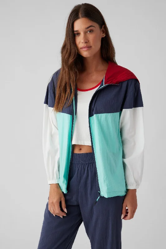 Colorblock Nylon Jacket Welt Pockets Slit Pockets Flap Pockets