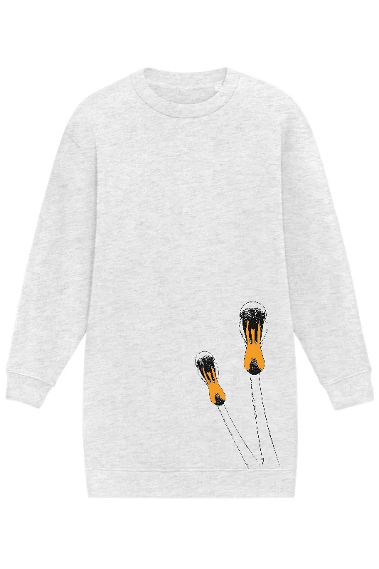 Curious swan sweatshirt dress Hoodie with High Neck Warm Protective
