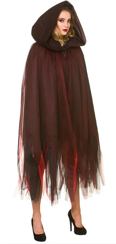 Deluxe Hooded Cape for Ladies Costume Accessory Hoodie with Hem Elastic Stretchable Comfortable