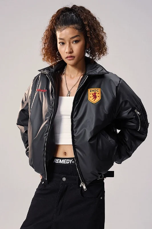 Embroidered Oversized Bomber Jacket Satin Fabric Silk Fabric Chiffon Fabric