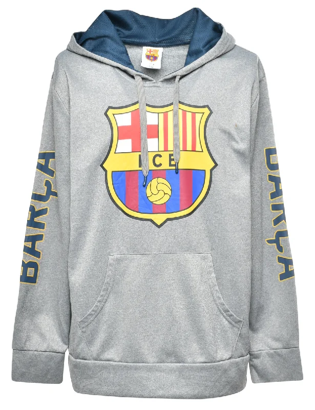 FCB Hooded Sports Sweatshirt - L Hoodie with Rolled Sleeves Casual Relaxed