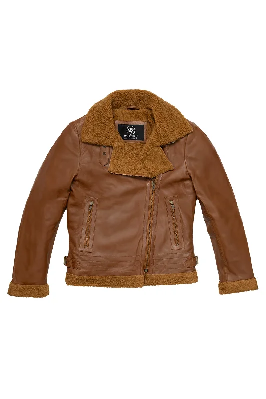 First Manufacturing Chelsea - Women's Leather Jacket, Dark Cognac Print Jacket Jacquard Jacket Patchwork Jacket First Manufacturing Chelsea - Women's Leather Jacket, Dark Cognac Print Jacket Jacquard Jacket Patchwork Jacket