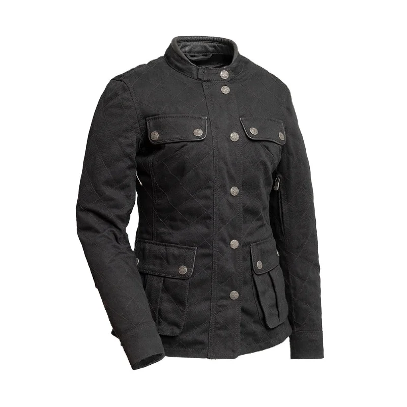 First Manufacturing Outcast - Women's Twill Motorcycle Jacket Chenille Fabric Brocade Fabric Lace Fabric First Manufacturing Outcast - Women's Twill Motorcycle Jacket Chenille Fabric Brocade Fabric Lace Fabric
