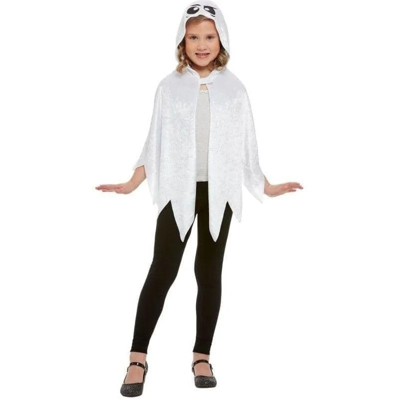 Ghost Hooded Cape Child White Hoodie with Longline Fit Extended Stylish