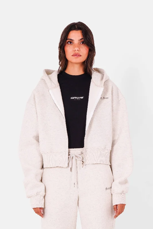 Sweatshirt logo brodé gotique Gris clair Hoodie with Drop Shoulder Relaxed Streetwear