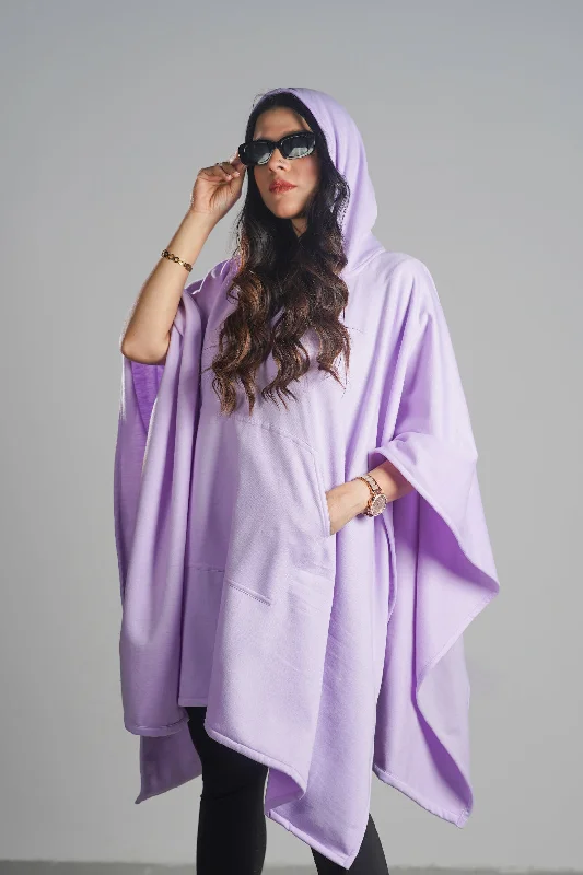 Lavender Poncho Hoodie Hoodie with Oversized Fit Loose Comfortable