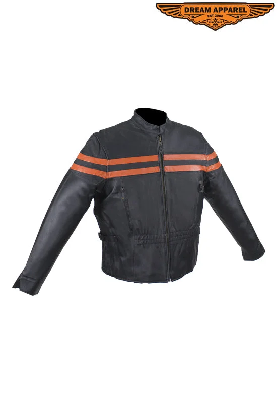 Leather Jacket For Women With Orange Stripes Cotton Jacket Linen Jacket Terry Jacket Leather Jacket For Women With Orange Stripes Cotton Jacket Linen Jacket Terry Jacket