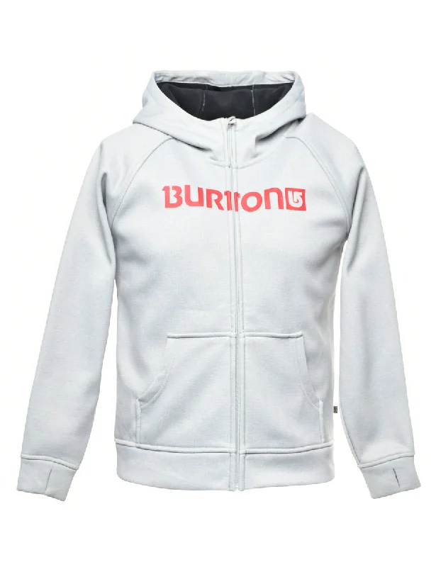 Light Grey Printed Sweatshirt - M Hoodie with Rhinestones Sparkly Elegant