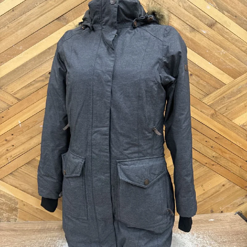 McKinley - Women's Long Down Jacket - MSRP $290: Grey -women-XS Ribbed Jacket Pleated Jacket Ruffled Jacket McKinley - Women's Long Down Jacket - MSRP $290: Grey -women-XS Ribbed Jacket Pleated Jacket Ruffled Jacket