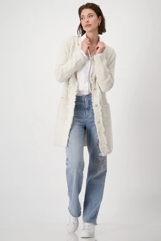 Monari 807897 Sandshell Cream 130 Longline Boucle Jacket with Round Neck Cotton Jacket Linen Jacket Terry Jacket Monari 807897 Sandshell Cream 130 Longline Boucle Jacket with Round Neck Cotton Jacket Linen Jacket Terry Jacket