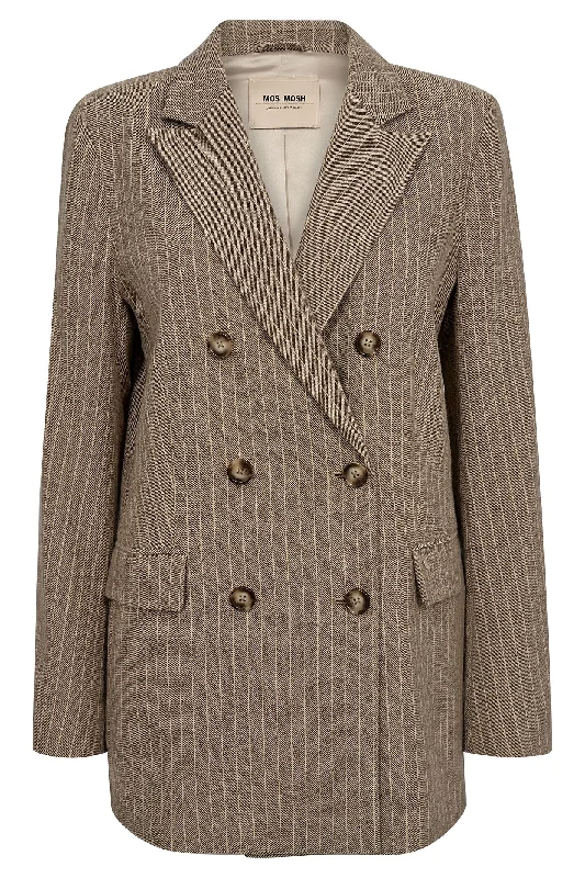 Mos Mosh 164960 Brown Rain Drum Pinstripe Double Breasted Jacket Cotton Jacket Linen Jacket Terry Jacket Mos Mosh 164960 Brown Rain Drum Pinstripe Double Breasted Jacket Cotton Jacket Linen Jacket Terry Jacket