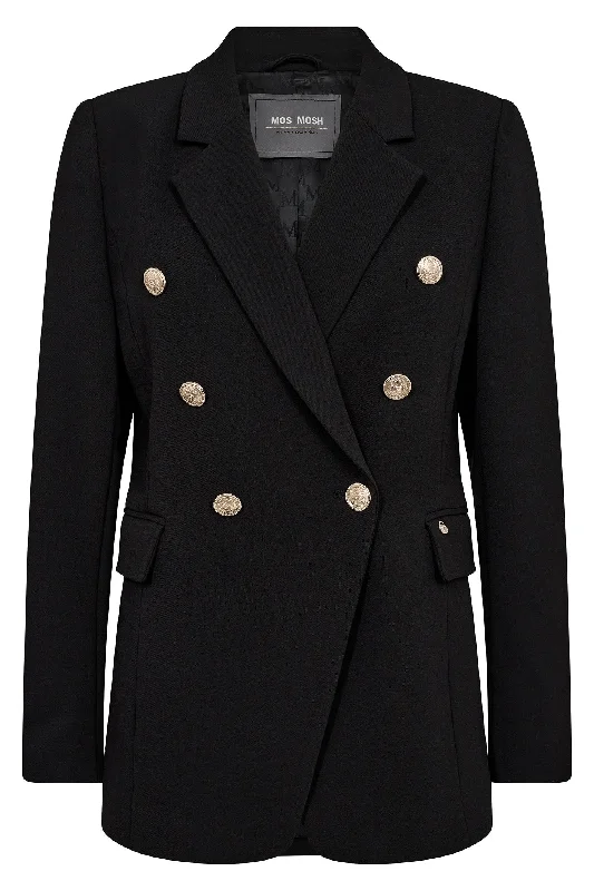 Mos Mosh 165070 Black Babeth Lunie Double Breasted Blazer Jacket Faux Fur Jacket Real Fur Jacket Shearling Jacket Mos Mosh 165070 Black Babeth Lunie Double Breasted Blazer Jacket Faux Fur Jacket Real Fur Jacket Shearling Jacket