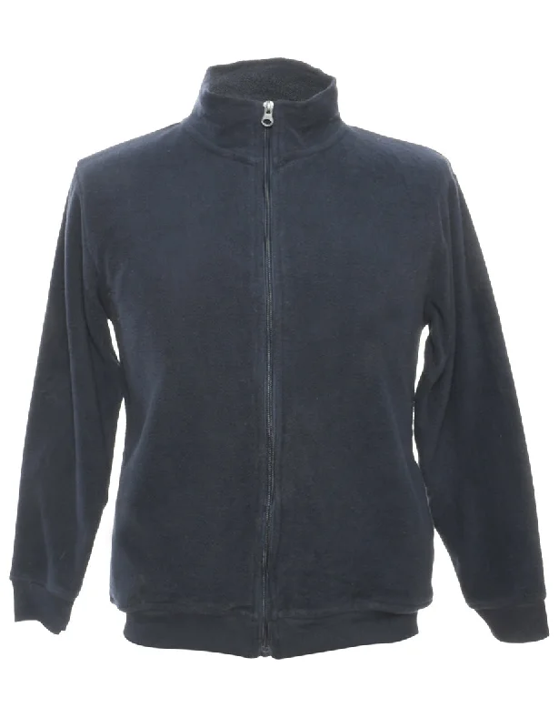 Navy Fleece Sweatshirt - M Hoodie with Batwing Sleeves Loose Dramatic