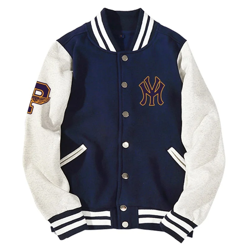 New Arrival Letter Rib Sleeve Cotton Top Fashion Logo Single Breasted Casual Print Baseball Jacket Cotton Fabric Linen Fabric Terry Fabric