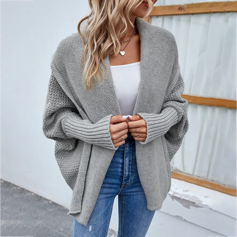 Chic Autumn & Winter Loose Knit Cardigan | Cozy Solid Color Sweater Jacket Notch Collar Peter Pan Collar Cowl Neck Chic Autumn & Winter Loose Knit Cardigan | Cozy Solid Color Sweater Jacket Notch Collar Peter Pan Collar Cowl Neck