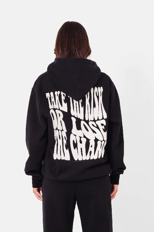 Sweatshirt molletonné take the risk Noir Hoodie with Neon Bright Vibrant