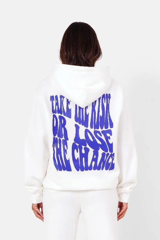Sweatshirt molletonné take the risk Blanc Hoodie with Relaxed Fit Easy Casual
