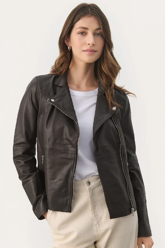 Part Two 30305718 FrancesPW Leather Jacket Mole Grey Jacket Blazer Coat