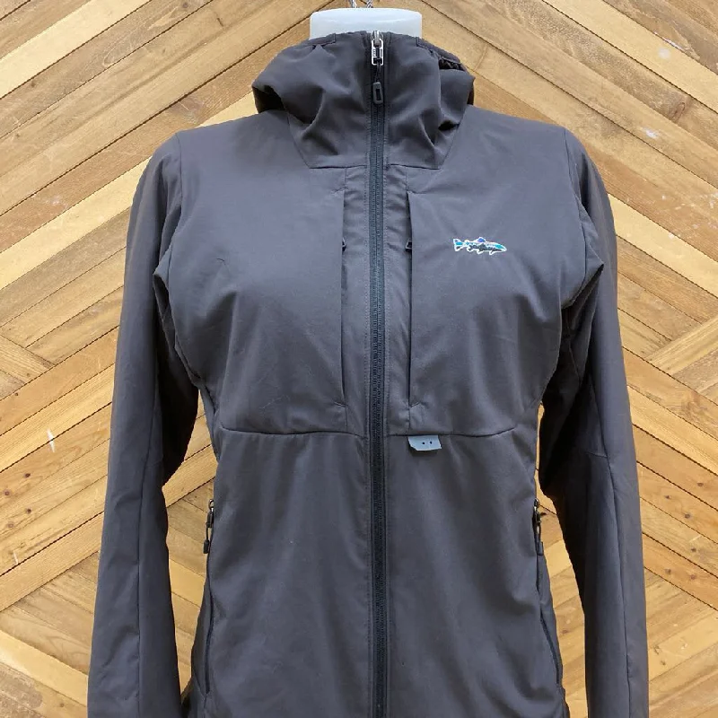 Patagonia - Women's Tough Puff Hoody Jacket - MSRP $315: Dark Grey/Light Purple-women-SM Mesh Jacket Canvas Jacket Denim Jacket Patagonia - Women's Tough Puff Hoody Jacket - MSRP $315: Dark Grey/Light Purple-women-SM Mesh Jacket Canvas Jacket Denim Jacket