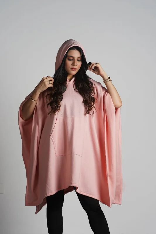 Peach Poncho Hoodie Hoodie with Rhinestones Sparkly Elegant