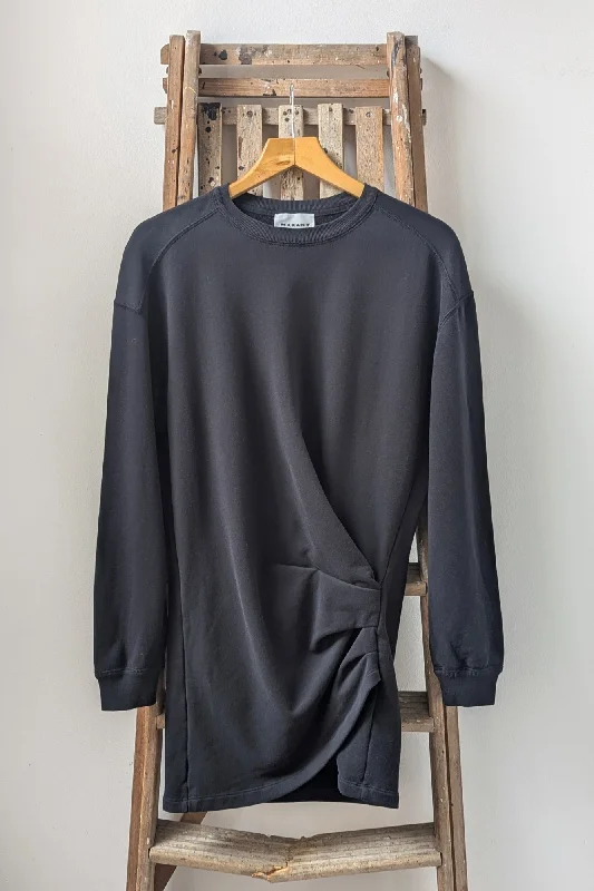 Pipper Black Sweatshirt Dress Hoodie with Ribbed Cuffs Snug Fit Comfort
