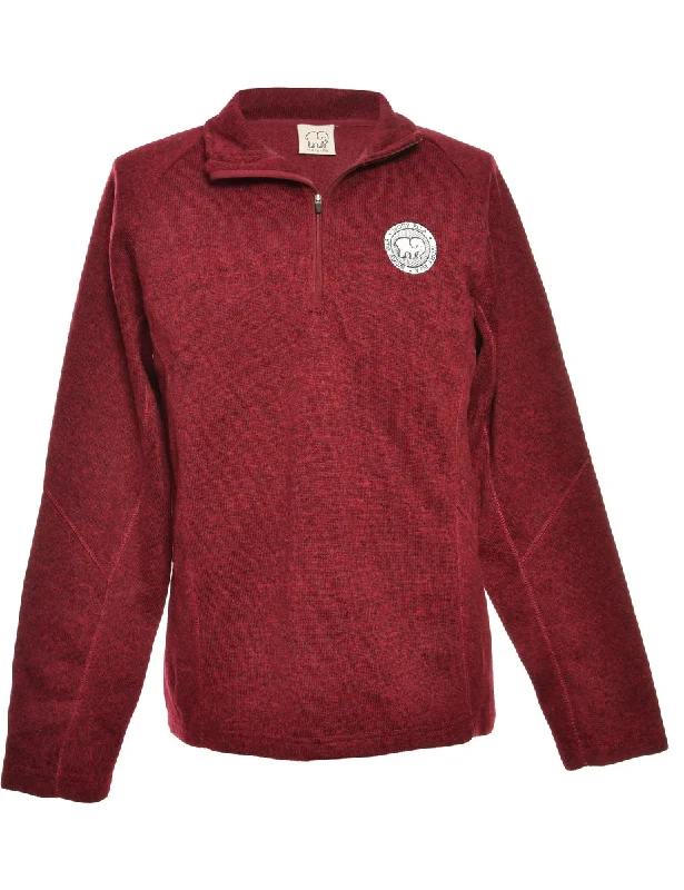 Plain Maroon Sweatshirt - S Zip Hoodie Drawstring Kangaroo Pocket