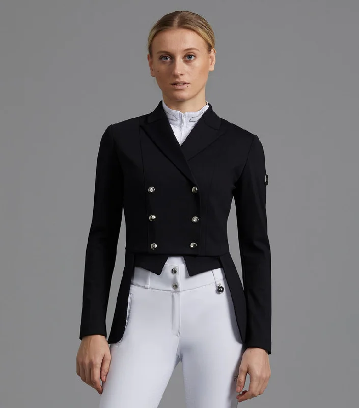 Premier Equine Capriole Ladies Short Tail Dressage Jacket (Black) Welt Pockets Slit Pockets Flap Pockets Premier Equine Capriole Ladies Short Tail Dressage Jacket (Black) Welt Pockets Slit Pockets Flap Pockets