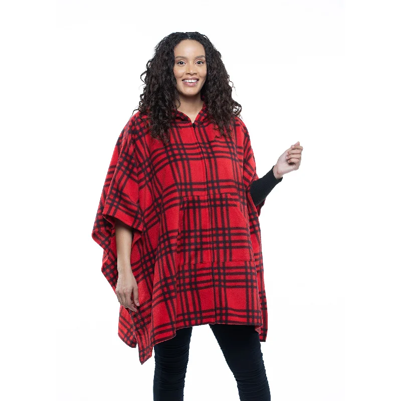 Tiana Hooded Full Zip Fleece Poncho Oversized Hoodie Comfort Casual