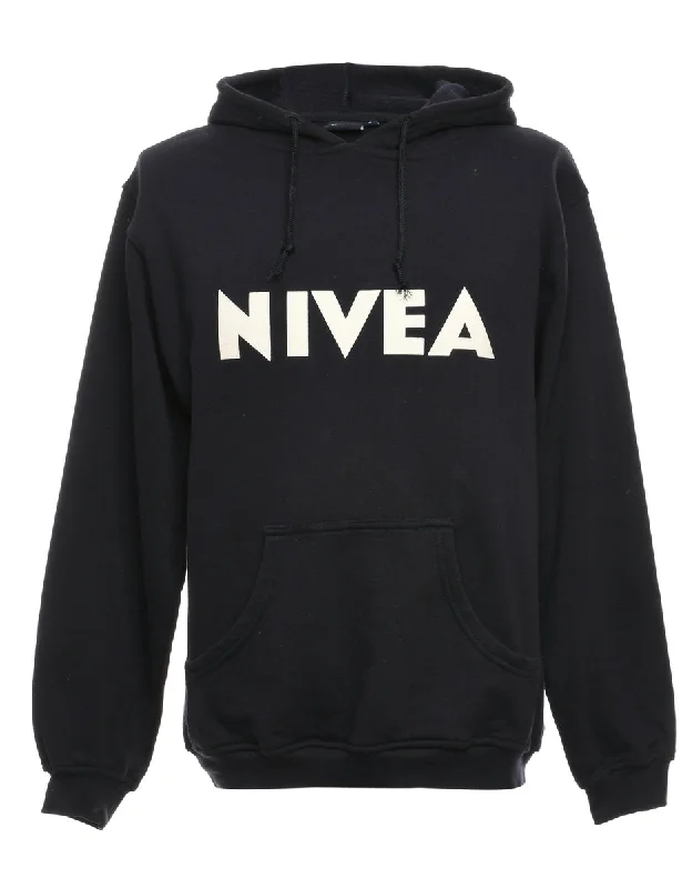 Printed Nivea Navy Sweatshirt - M Hoodie with V-Neck Classic Versatile