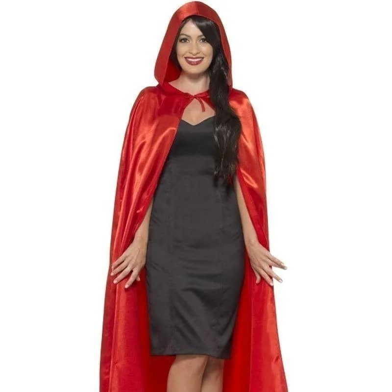 Satin Hooded Cape Adult Red Hoodie with High-Low Hem Asymmetrical Trendy