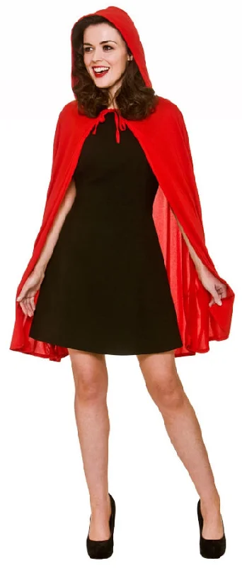 Short Red Hooded Cape Fairy Tale Costume Accessory Hoodie with Logo Branding Identity Short Red Hooded Cape Fairy Tale Costume Accessory Hoodie with Logo Branding Identity