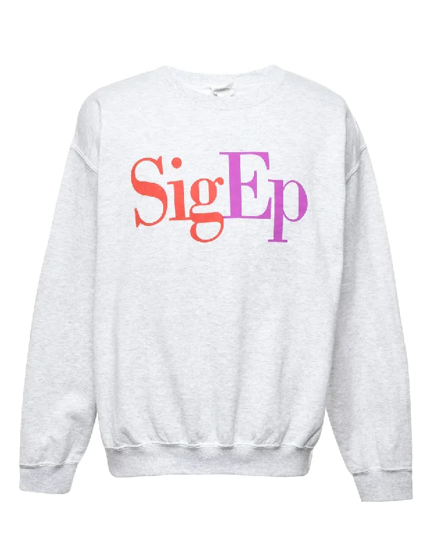 Sig Ep Printed Sweatshirt - L Hoodie with Half-Zip Sporty Casual
