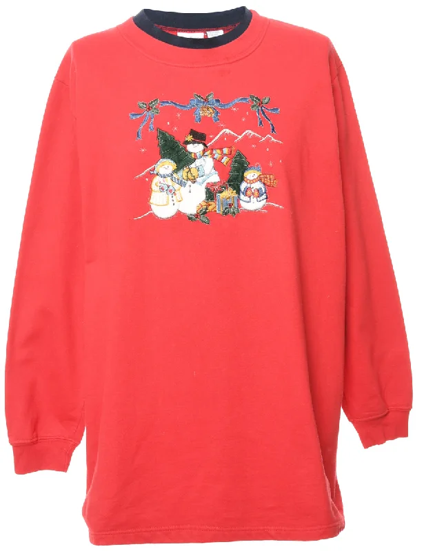 Snowman Christmas Sweatshirt - S Hoodie with Slim Fit Tailored Modern