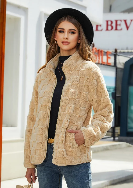 Cozy Winter Long-Sleeve Zipper Cardigan - Women's Fashion Jacket Tailored Jacket Straight Jacket A-Line Jacket
